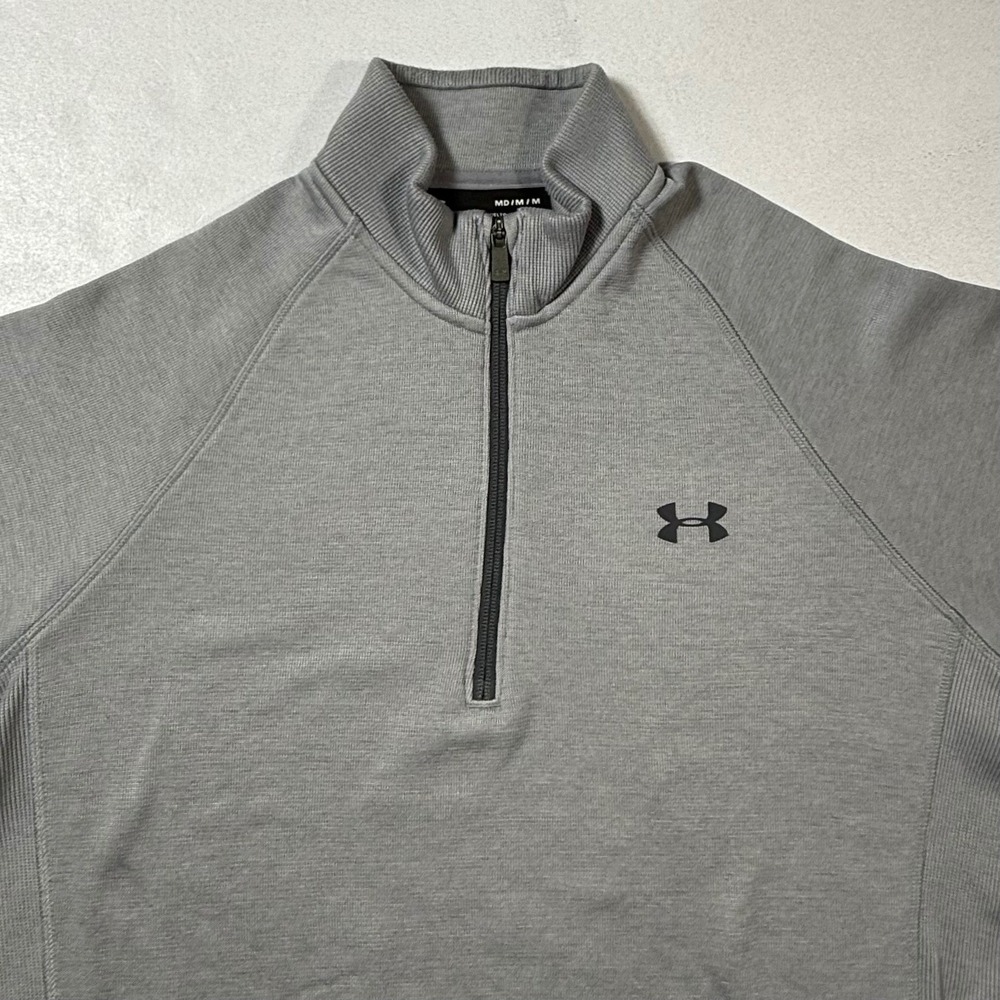 Under‎ Armour ColdGear Men's Medium 1/4 Zip Pullover Sweatshirt Loose Fit Gray
